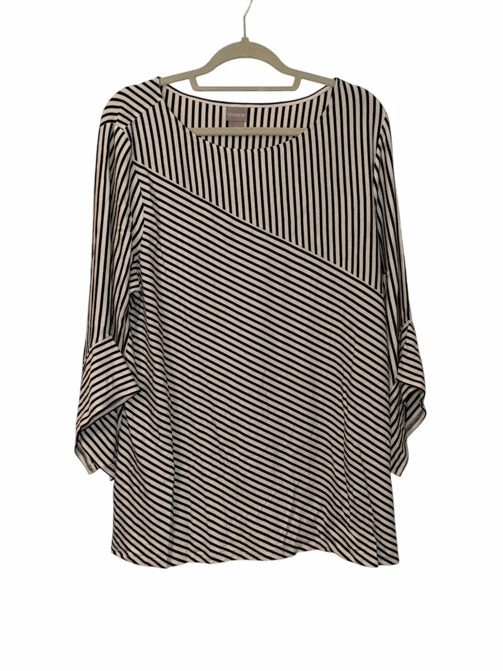 Chico's Black and White Diagonal Stripe Tunic - Picture 2 of 5